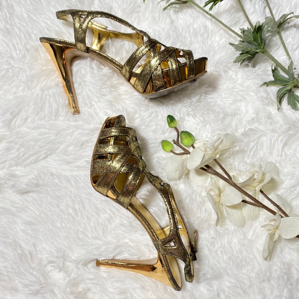 Nine West Gold Platform Heels Sz 7.5